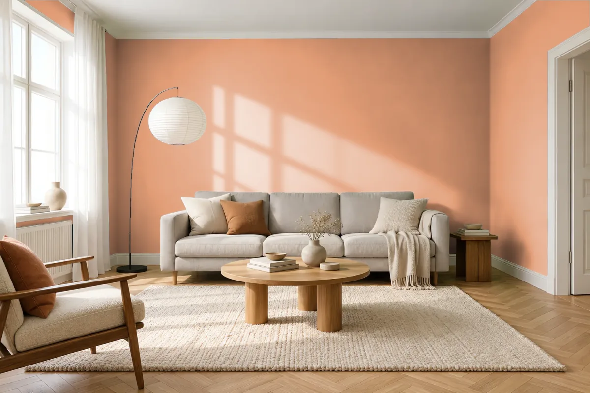 Краска PANTONE 472 C — гостиная в скандинавском стиле
