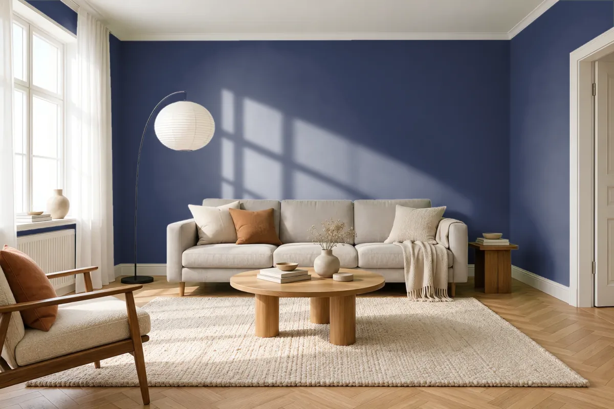 Краска PANTONE 655 C — гостиная в скандинавском стиле