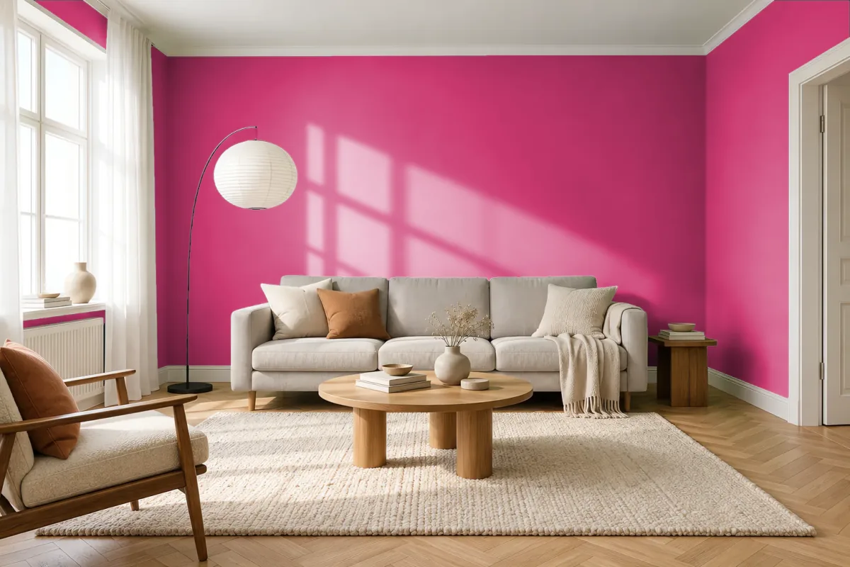 Краска Pantone Rubine Red C — гостиная в скандинавском стиле