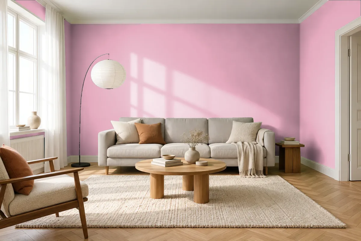Краска PANTONE 494 C — гостиная в скандинавском стиле