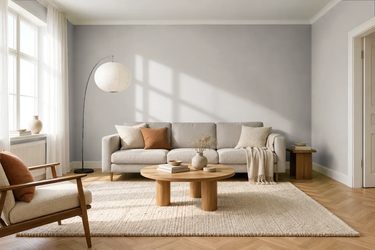 Краска PANTONE WARM GRAY 5 — гостиная в скандинавском стиле