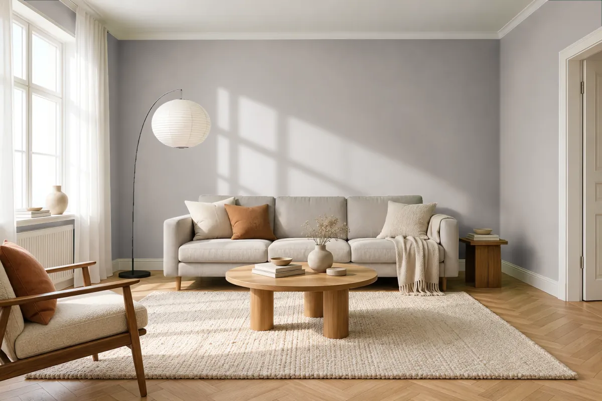 Краска PANTONE WARM GRAY 6 — гостиная в скандинавском стиле