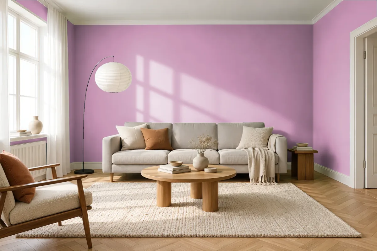 Краска PANTONE 687 C — гостиная в скандинавском стиле