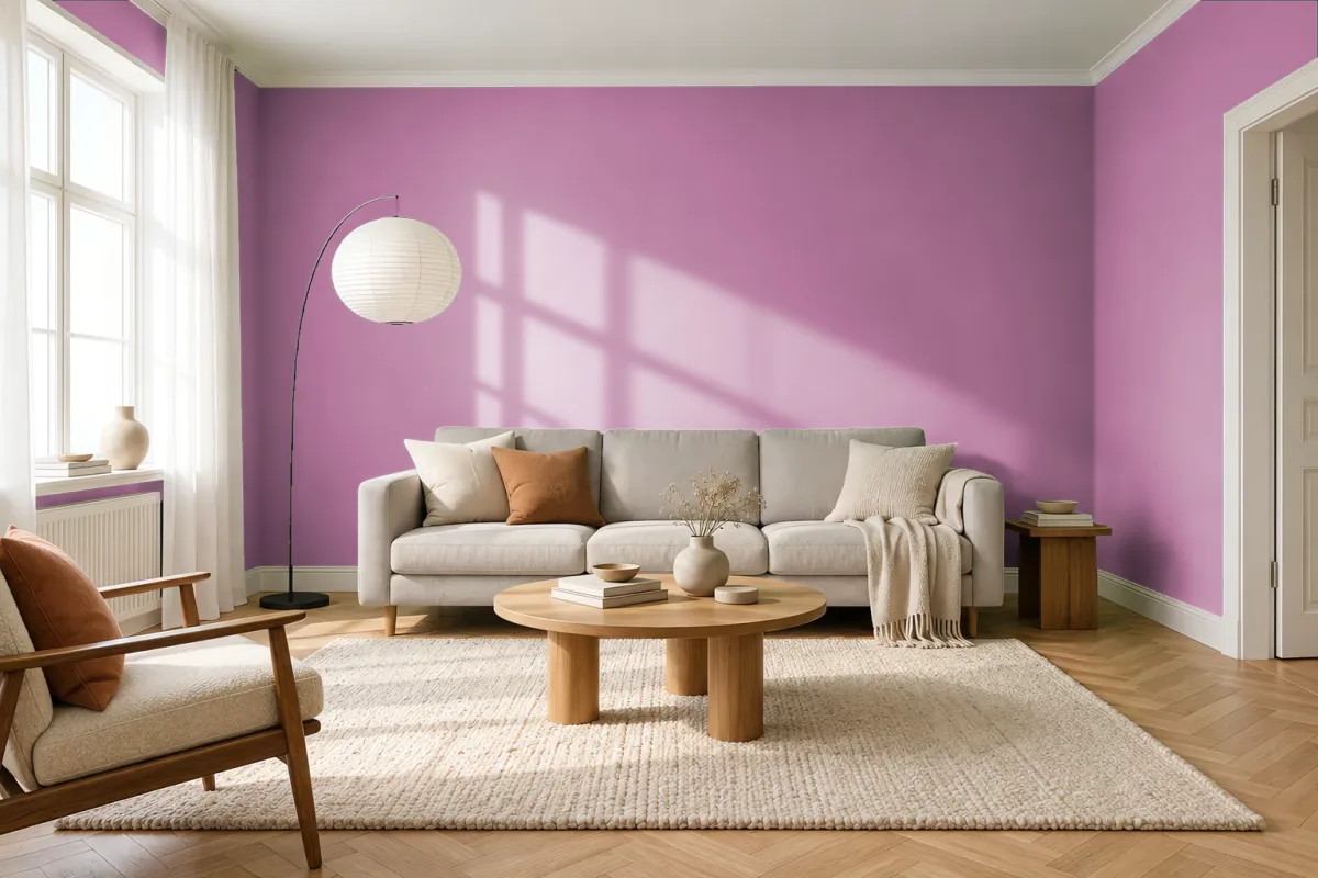 Краска PANTONE 688 C — гостиная в скандинавском стиле