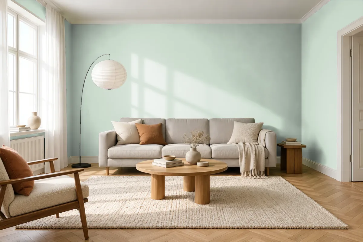 Краска Little Greene LG 201 Cupboard Green — гостиная в скандинавском стиле