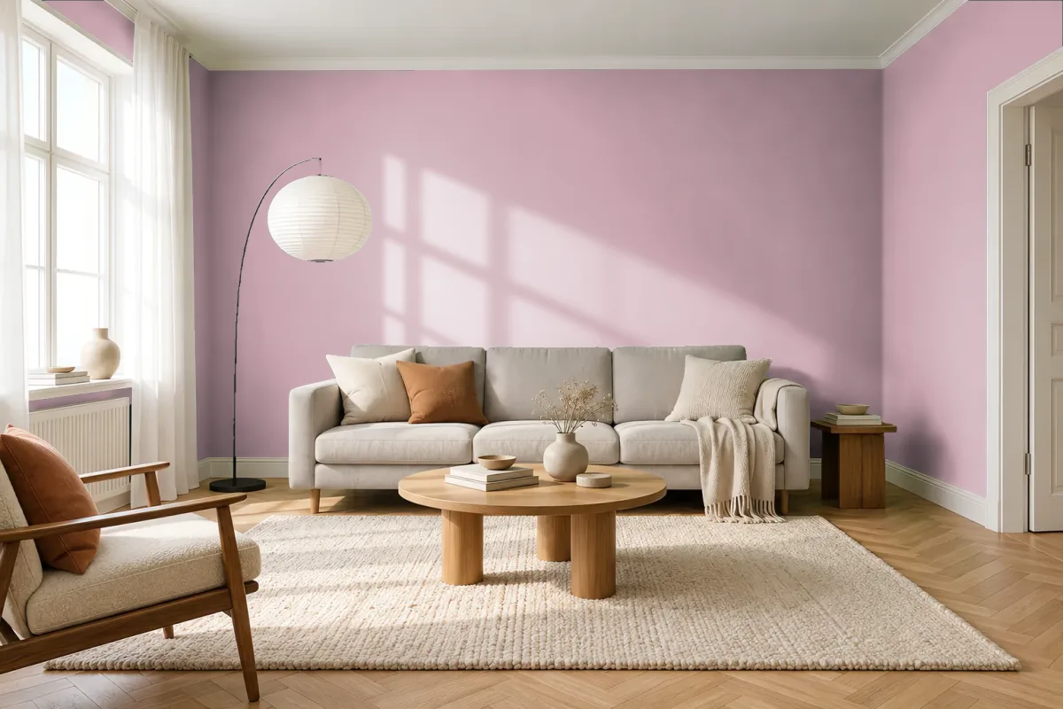 Краска RAL 360 70 15 розовый опалин — гостиная в скандинавском стиле