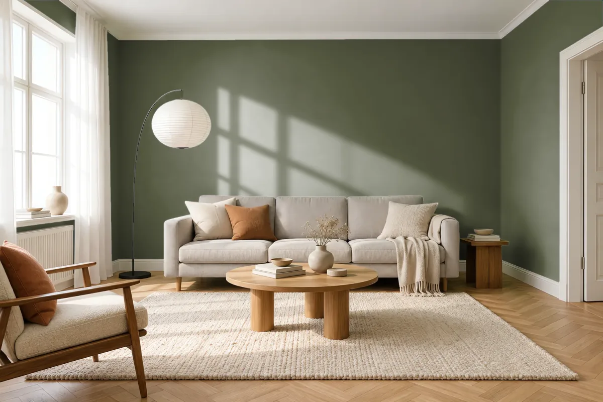 Краска Swiss Lake SL-2570 Chrysolite — гостиная в скандинавском стиле