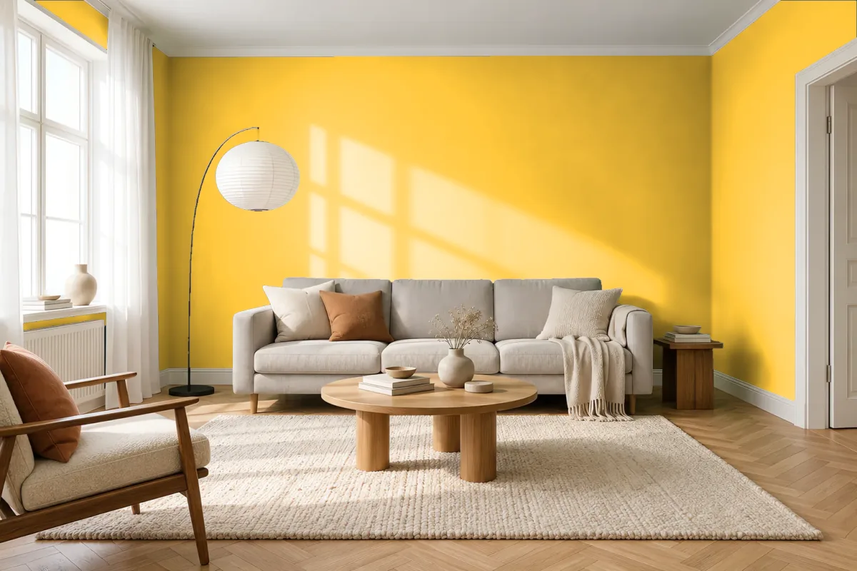 Краска Swiss Lake SL-1042 Golden-Yellow — гостиная в скандинавском стиле