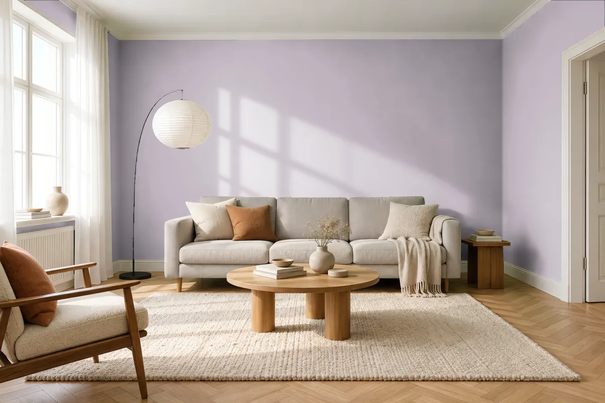 Краска Swiss Lake SL-1816 Purple Ash — гостиная в скандинавском стиле