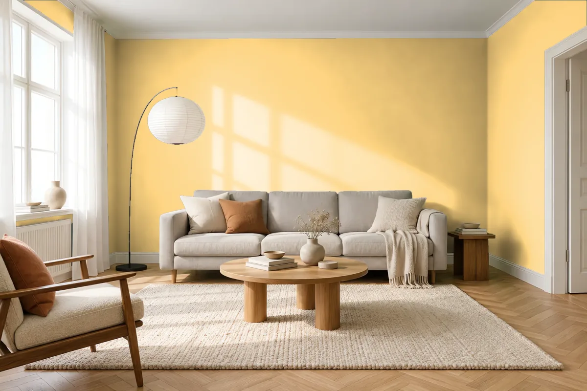 Краска Swiss Lake SL-1055 Mellow Yellow — гостиная в скандинавском стиле