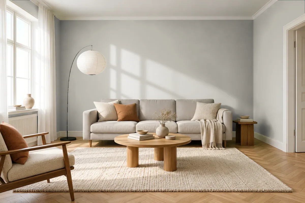 Краска Swiss Lake SL-2856 Comfort Grey — гостиная в скандинавском стиле