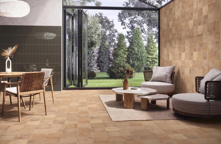APE Керамогранит Cleo Natural 20x20 Esencia Material матовый универсальный в интерьере