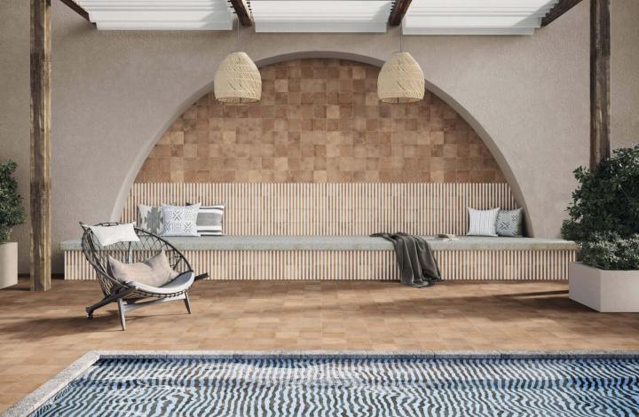 APE Керамогранит Cleo Natural 20x20 Esencia Material матовый универсальный в интерьере