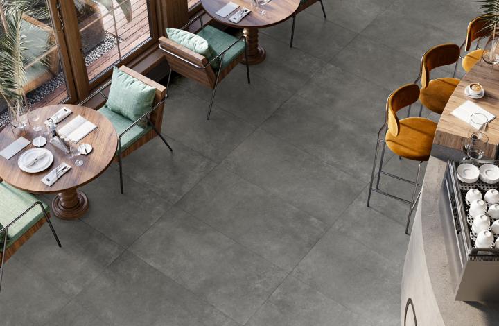 Artkera Group Керамогранит GP60120MIM25M Microcement Graphite матовый 600х1200x10 в интерьере