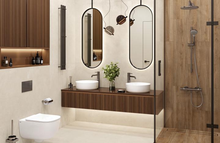 Artkera Group Керамогранит GP6060MIM01M Microcement Crema матовый 600х600x9.5 в интерьере