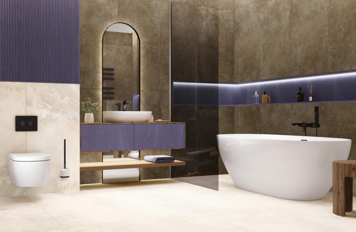 Artkera Group Керамогранит GP6060MIM01M Microcement Crema матовый 600х600x9.5 в интерьере