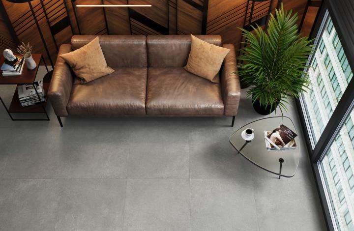 Artkera Group Керамогранит GP60120MIM66M Microcement Silver матовый 600х1200x10 в интерьере