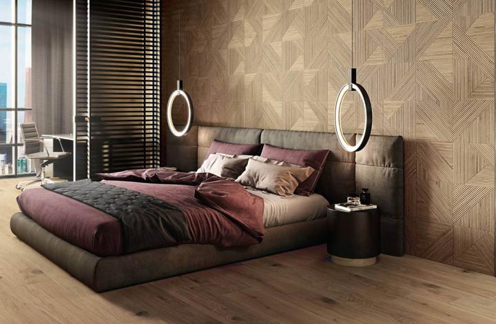 Настенная Colorker Tangram Walnut 31,6x100 в интерьере