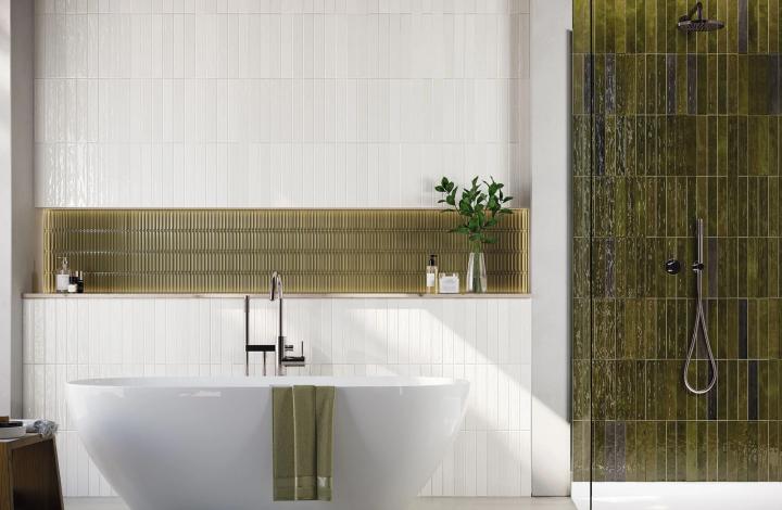 Настенная Dar Ceramics Плитка Nairobi Arrow Moss 20х20 в интерьере