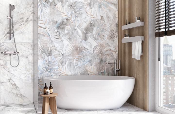 Delacora Керамогранит D60242M Bahamas Carrara матовый 600х600x9.5 в интерьере