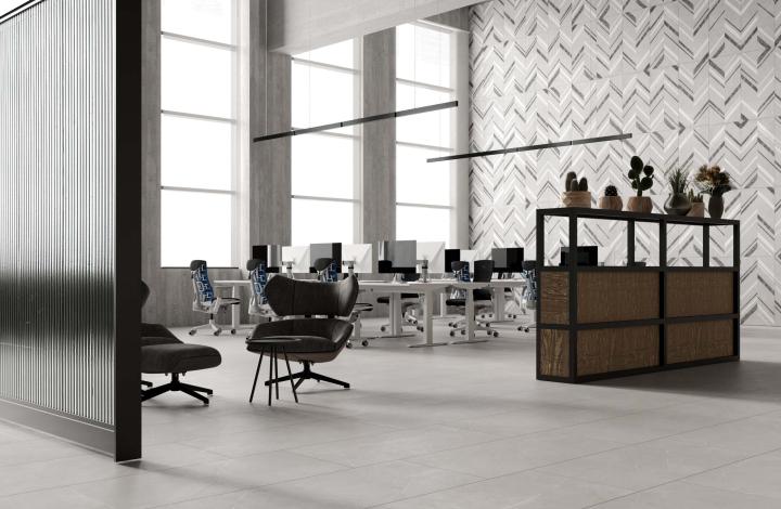 Estima Керамогранит IM01 Improve Light Grey Полированный Рект. 60х120x10 в интерьере