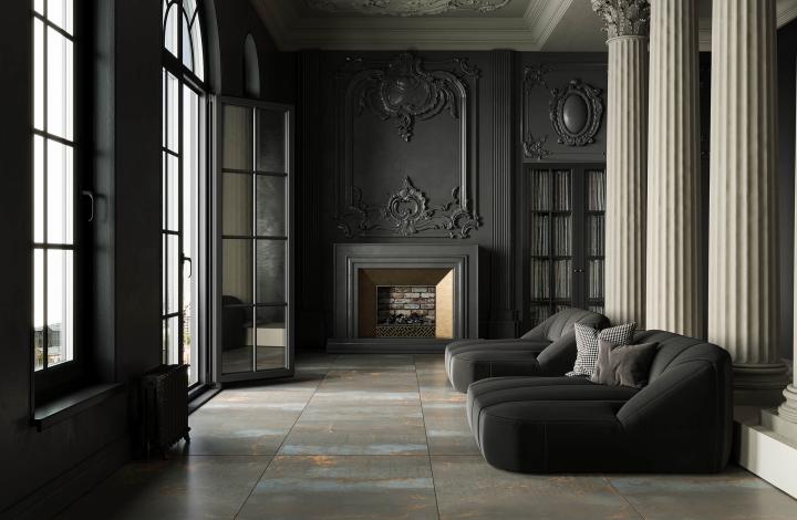Матовый Estima Керамогранит TP01 Patina Multicolor Неполированный Рект. 80х160x11 в интерьере