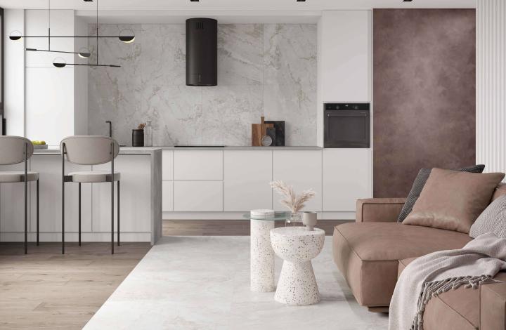 Laparet Gemini Bianco Керамогранит 80х80 Карвинг в интерьере