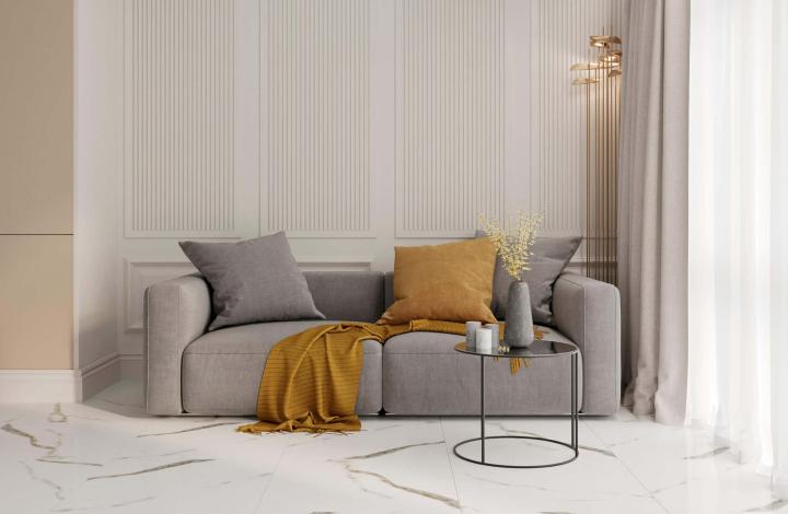 Laparet Golden White Statuario Керамогранит 60х120 Полированный в интерьере