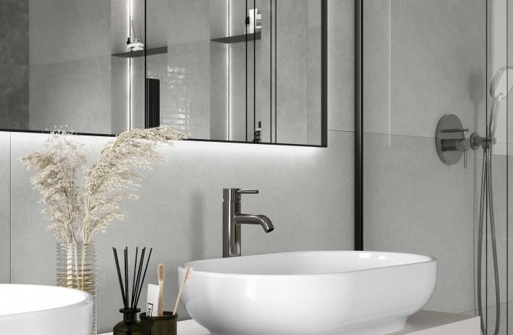 Laparet Techno Gris Керамогранит серый SG50001920R 60х119,5 Матовый Карвинг в интерьере
