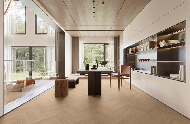 Матовый Marble Mosaic Керамогранит Chevron Oak 60х120 в интерьере