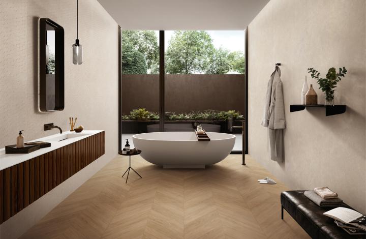 Матовый Marble Mosaic Керамогранит Chevron Oak 60х120 в интерьере
