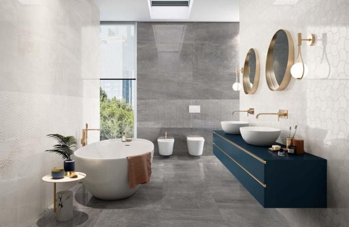 Novabell Керамогранит Vail Lev. Grey 60х120 полированный в интерьере