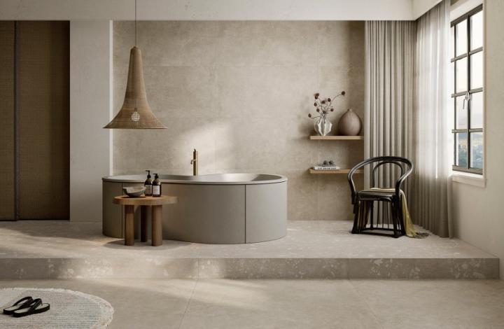 Матовый Керамогранит Pastorelli Ceramiche Yourself Light Grey Bubble Rett. 60х120 в интерьере