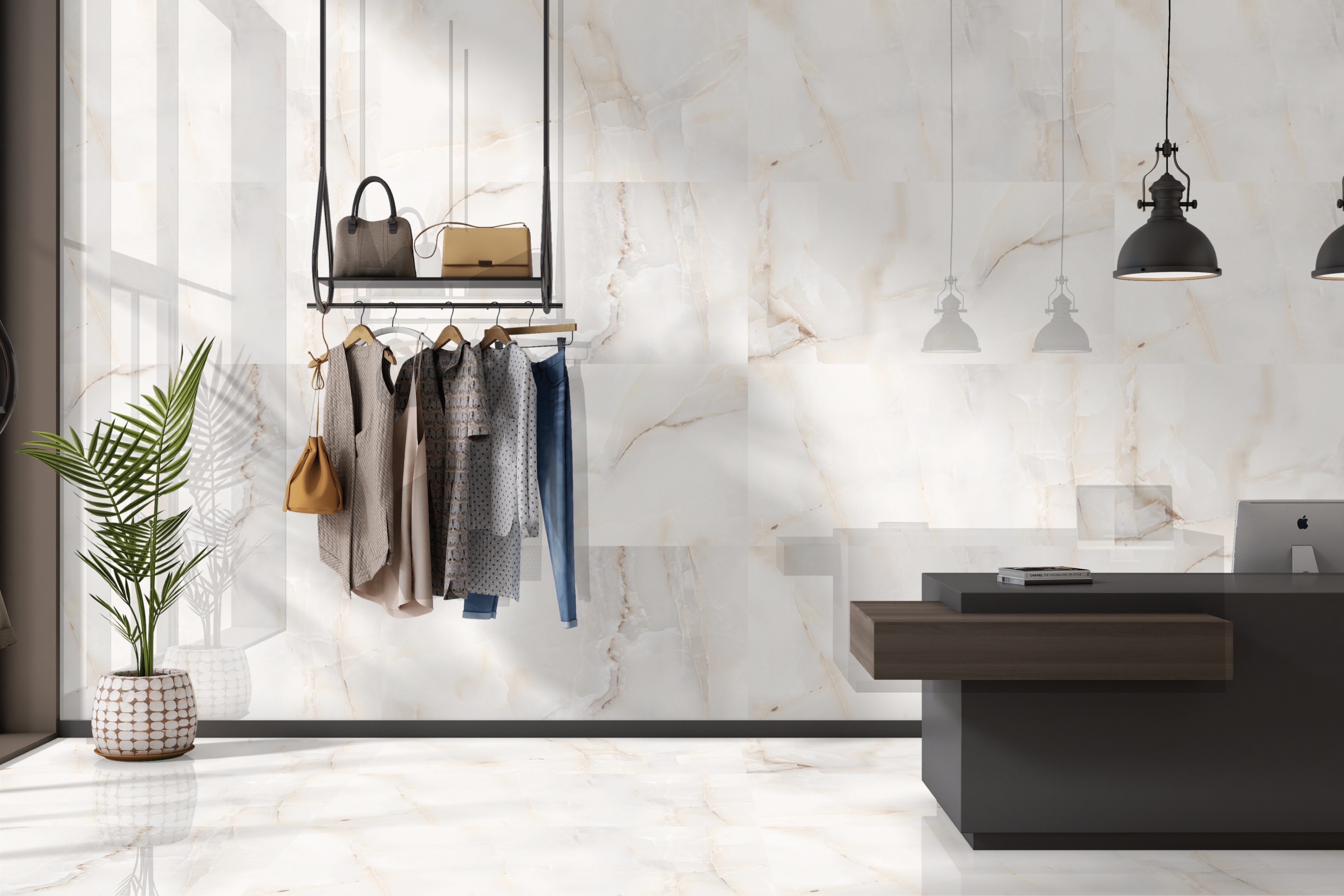 Arcadia Ceramica Керамогранит FP1009-A Anty Sky Beige 60х120 Fp бежевый полированный под мрамор в интерьере