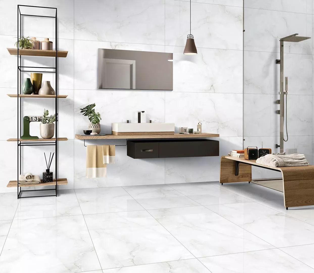 Arcadia Ceramica Керамогранит FP1020-A Anty Sky Grey 60х120 Fp серый полированный под мрамор в интерьере