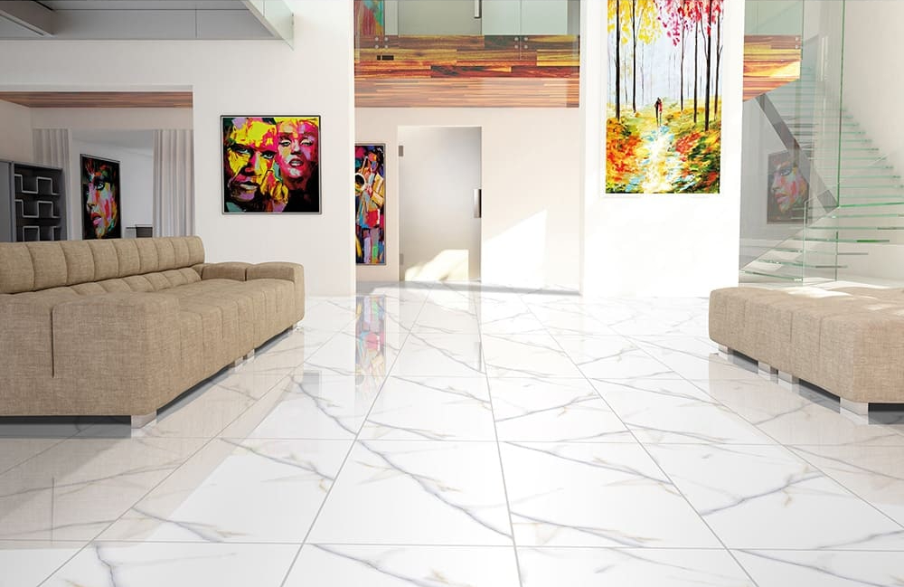 Belleza Керамогранит 00-00000289 Silver White полированный 60х60 в интерьере
