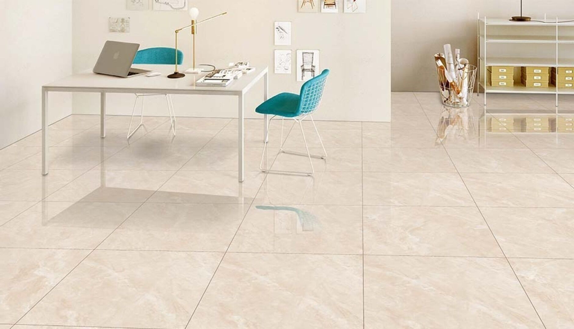 Матовый Gravita Керамогранит Bellever Beige Sugar 60х60 в интерьере