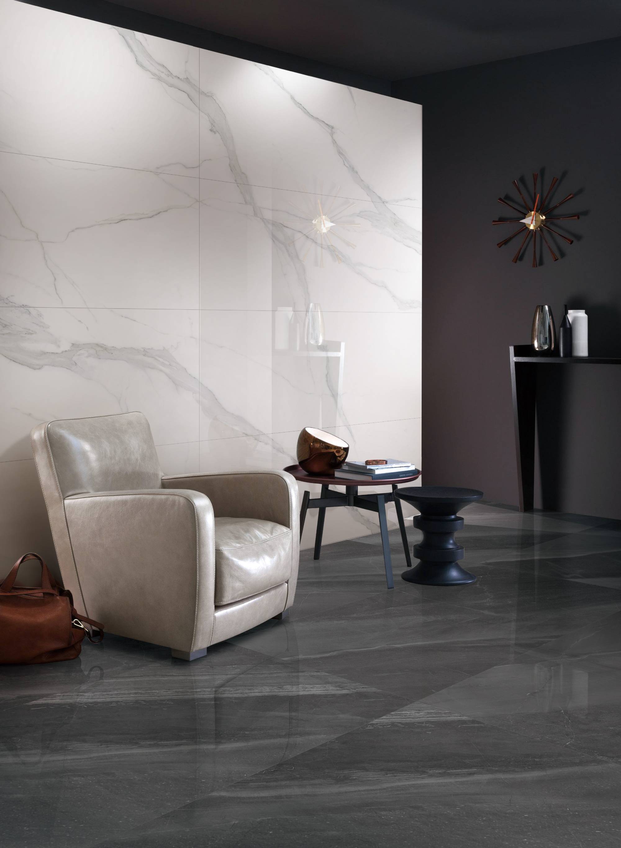 Матовый Marble Mosaic Керамогранит Calacatta Infinity Mat (рисунок соединяется до бесконечности A+B+C+D+E+F) 60х120 в интерьере