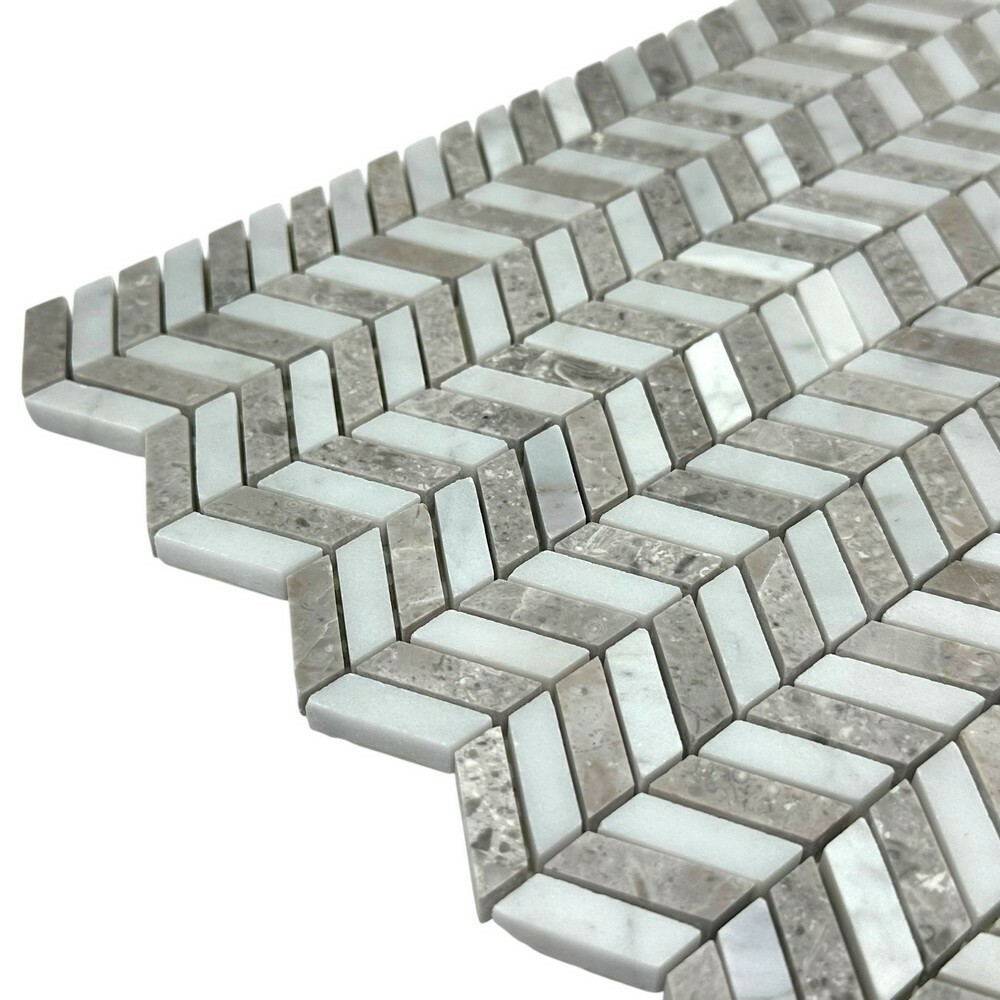 Керамическая Marble Mosaic Carpet Series Мозаика Weft Grey 31х31,7 в интерьере