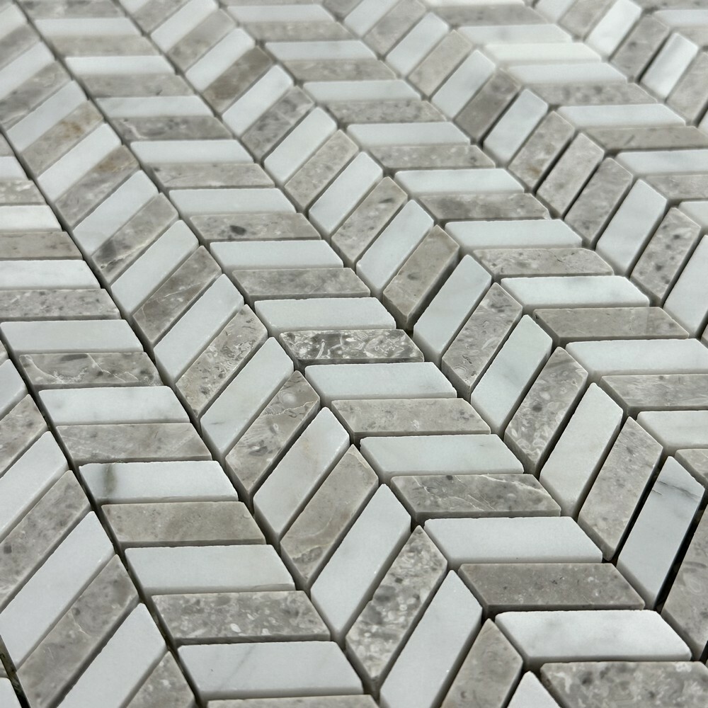 Керамическая Marble Mosaic Carpet Series Мозаика Weft Grey 31х31,7 в интерьере