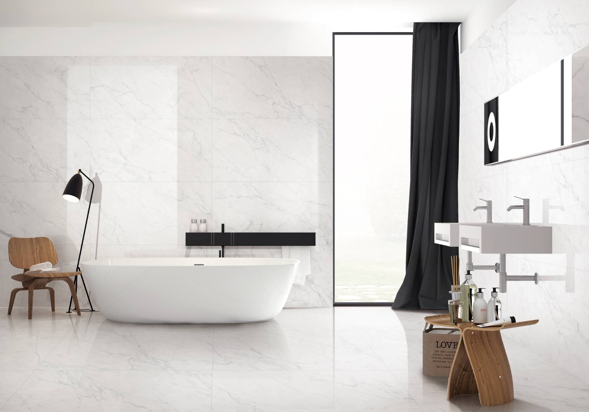 Полированный Marble Mosaic Керамогранит Carrara Bianco Pol 60х120 в интерьере