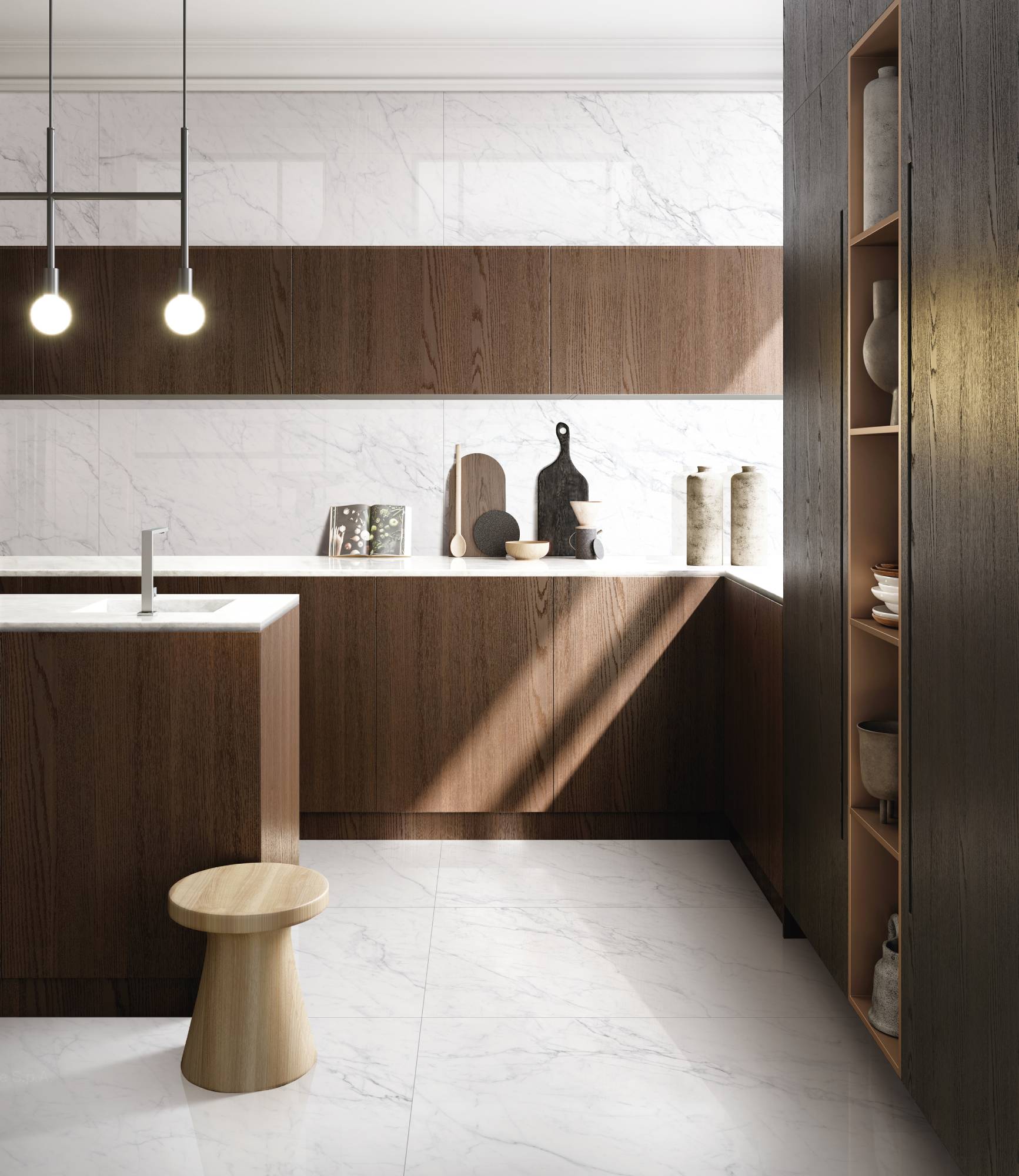 Полированный Marble Mosaic Керамогранит Carrara Bianco Pol 60х120 в интерьере