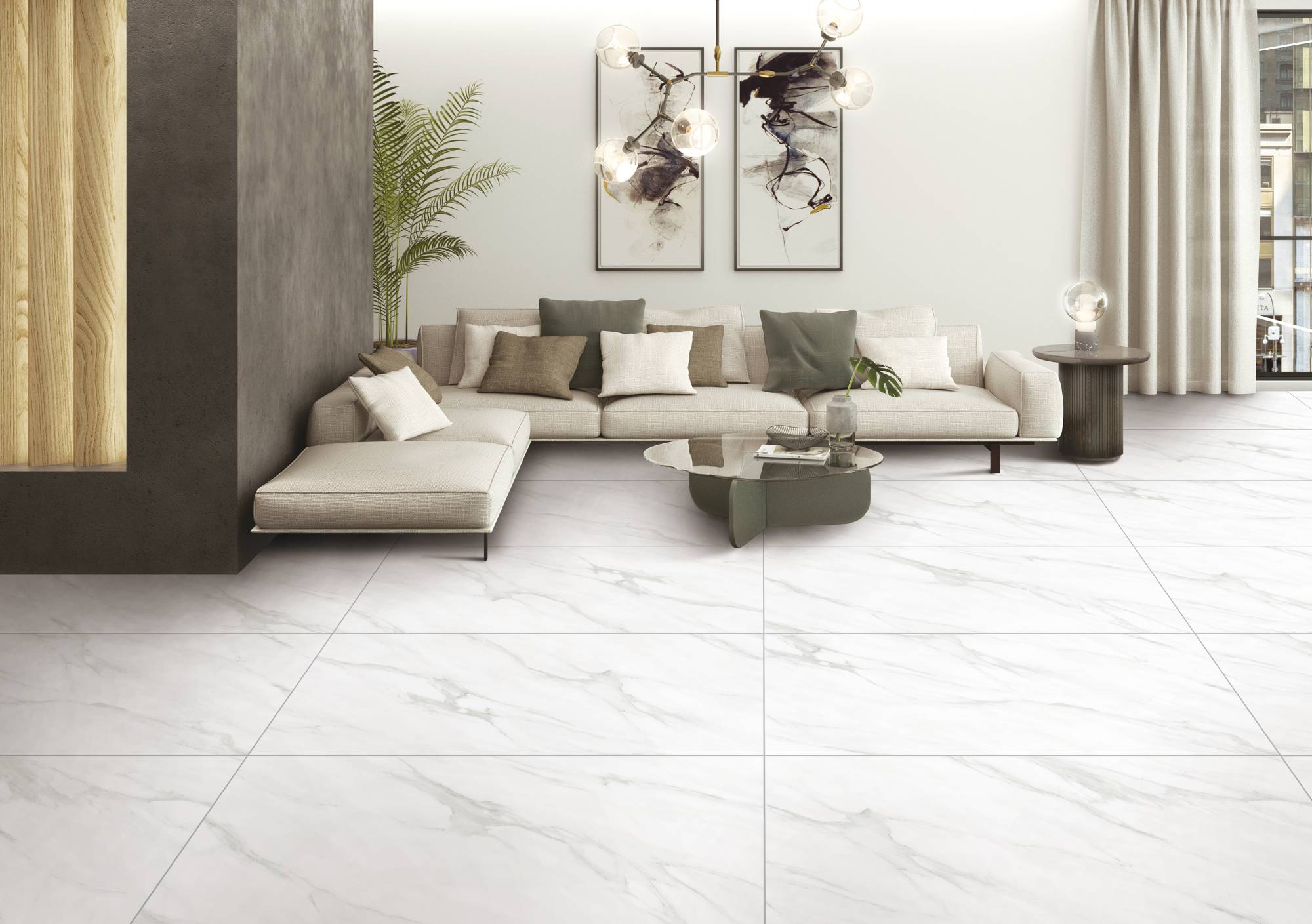 Полированный Marble Mosaic Керамогранит Carrara Classic Pol 60х120 в интерьере
