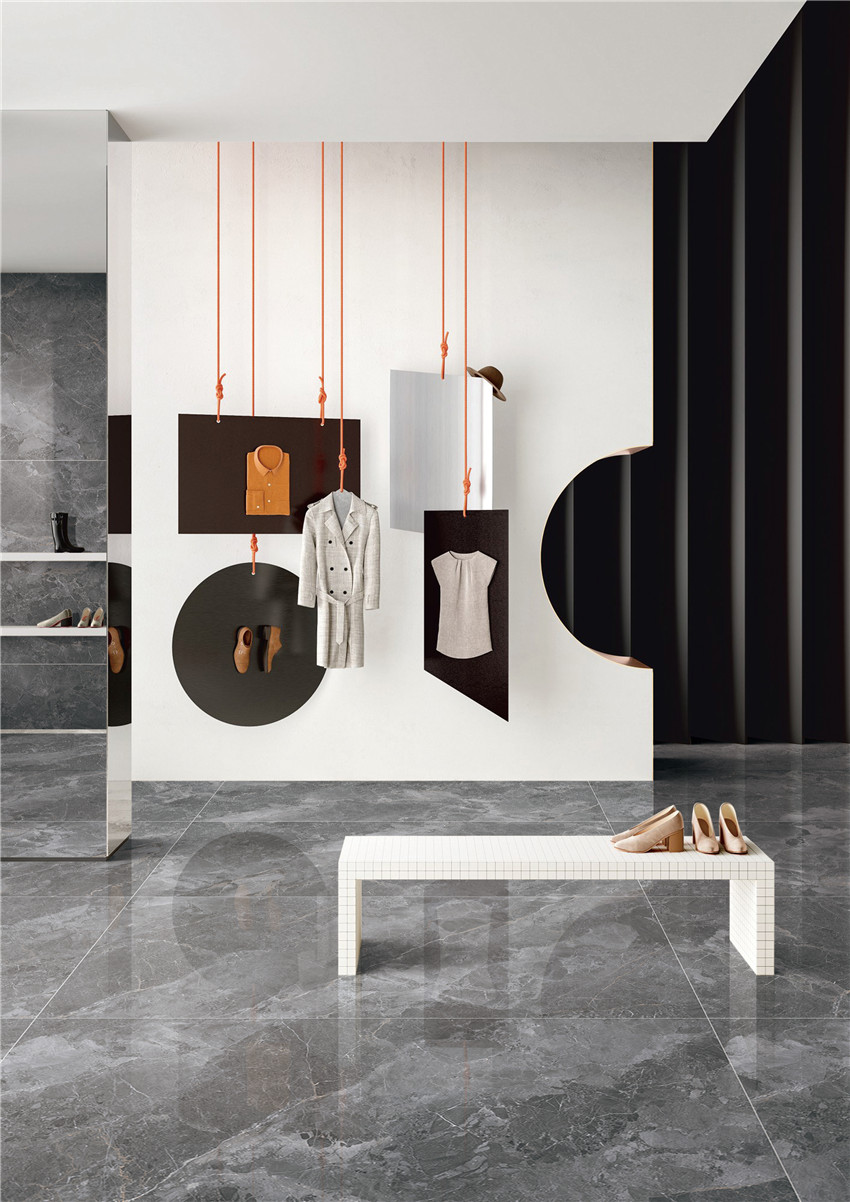 Полированный Marble Mosaic Керамогранит Cosmo Grey Pol 90х180 в интерьере