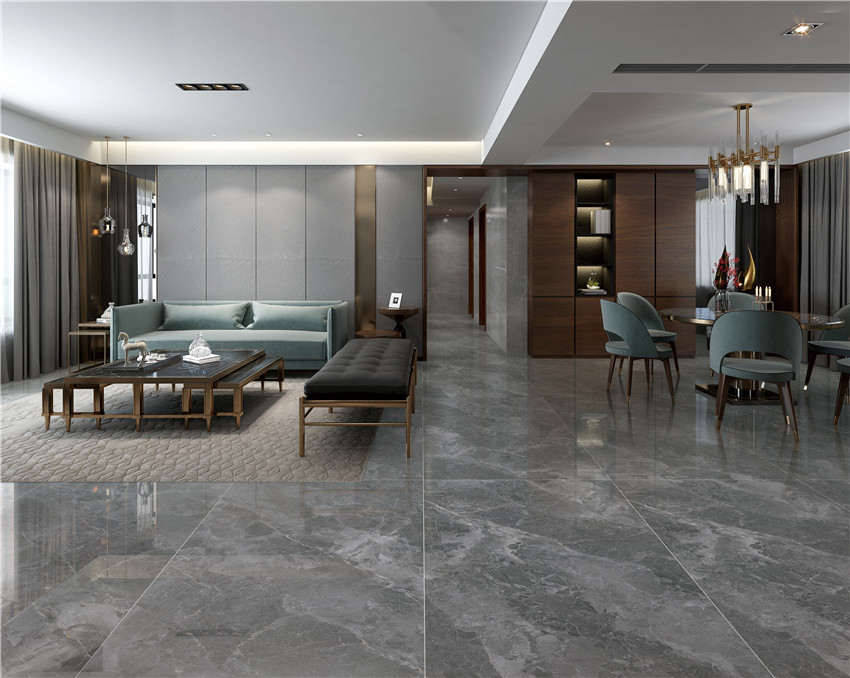 Полированный Marble Mosaic Керамогранит Cosmo Grey Pol 90х180 в интерьере