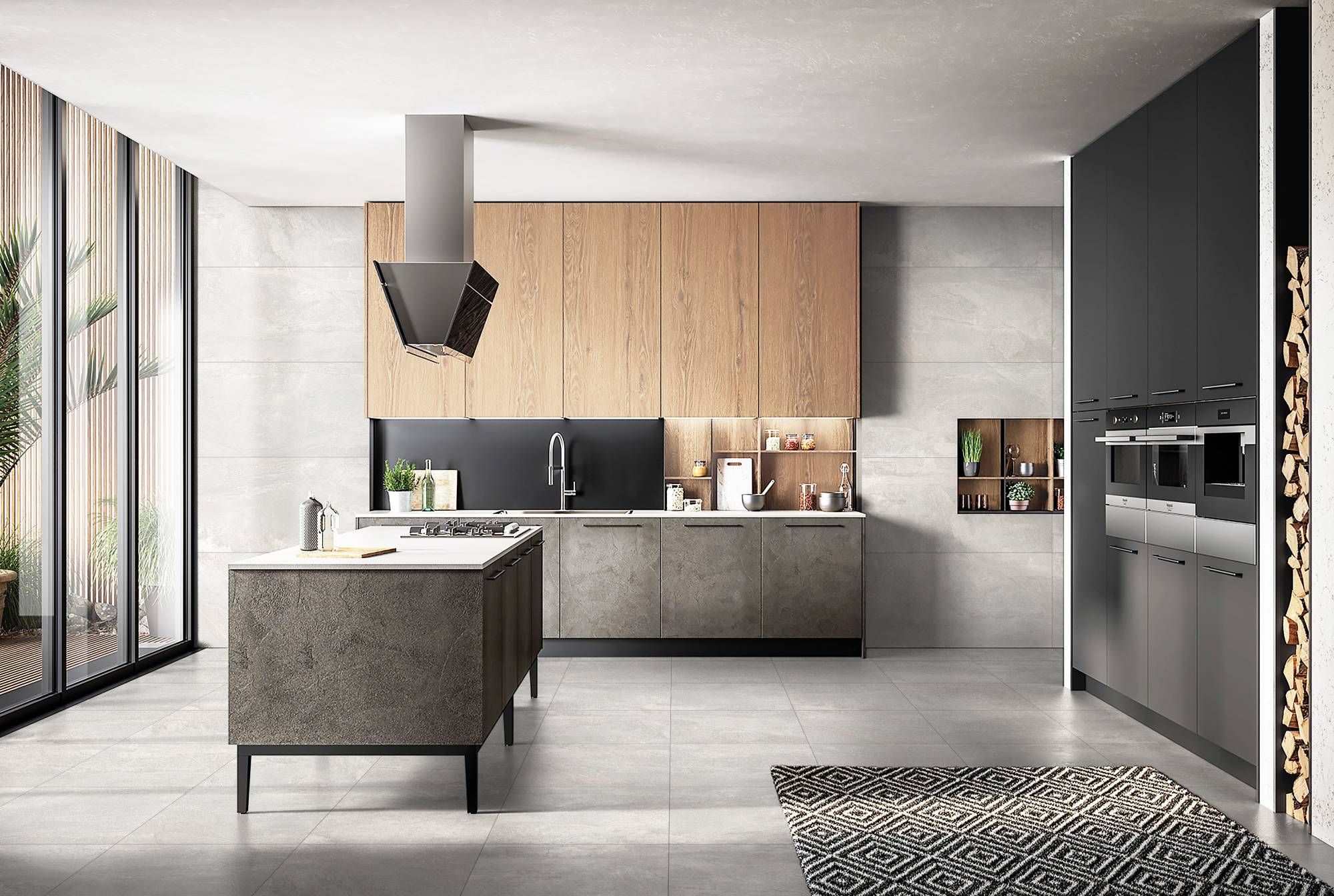 Матовый Marble Mosaic Керамогранит Rustic Grey 60х120 в интерьере