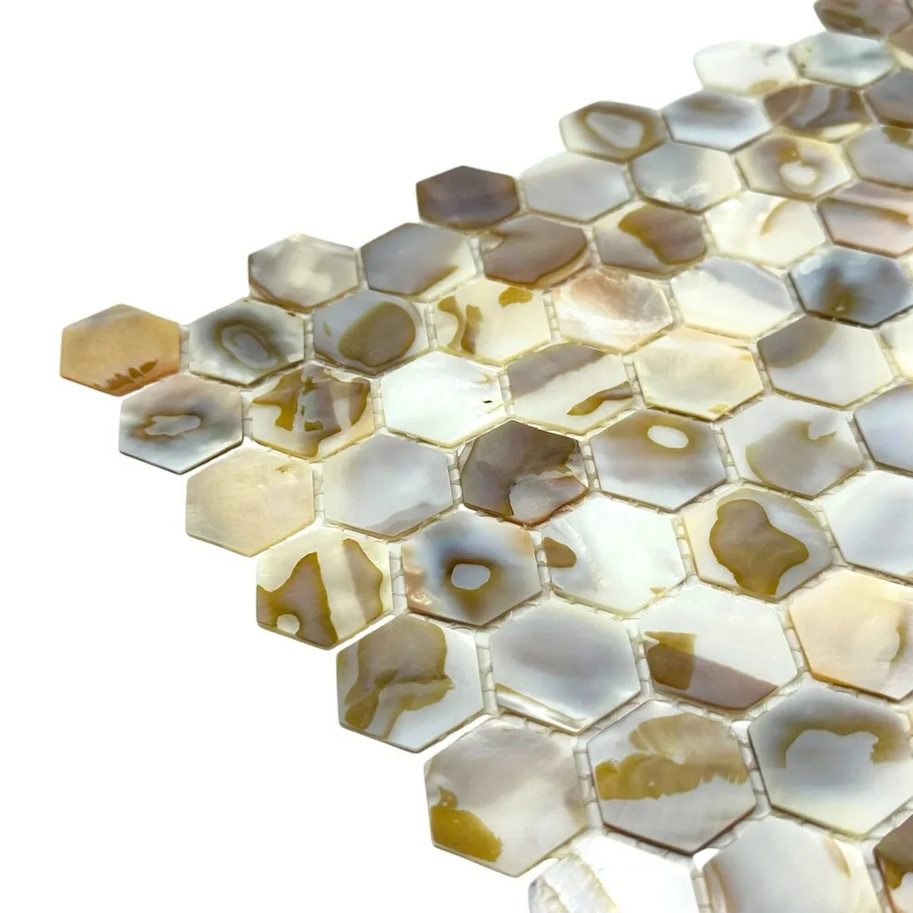 Керамическая Marble Mosaic Мозаика Hexagon Painted Shell 30,5х30,5 в интерьере