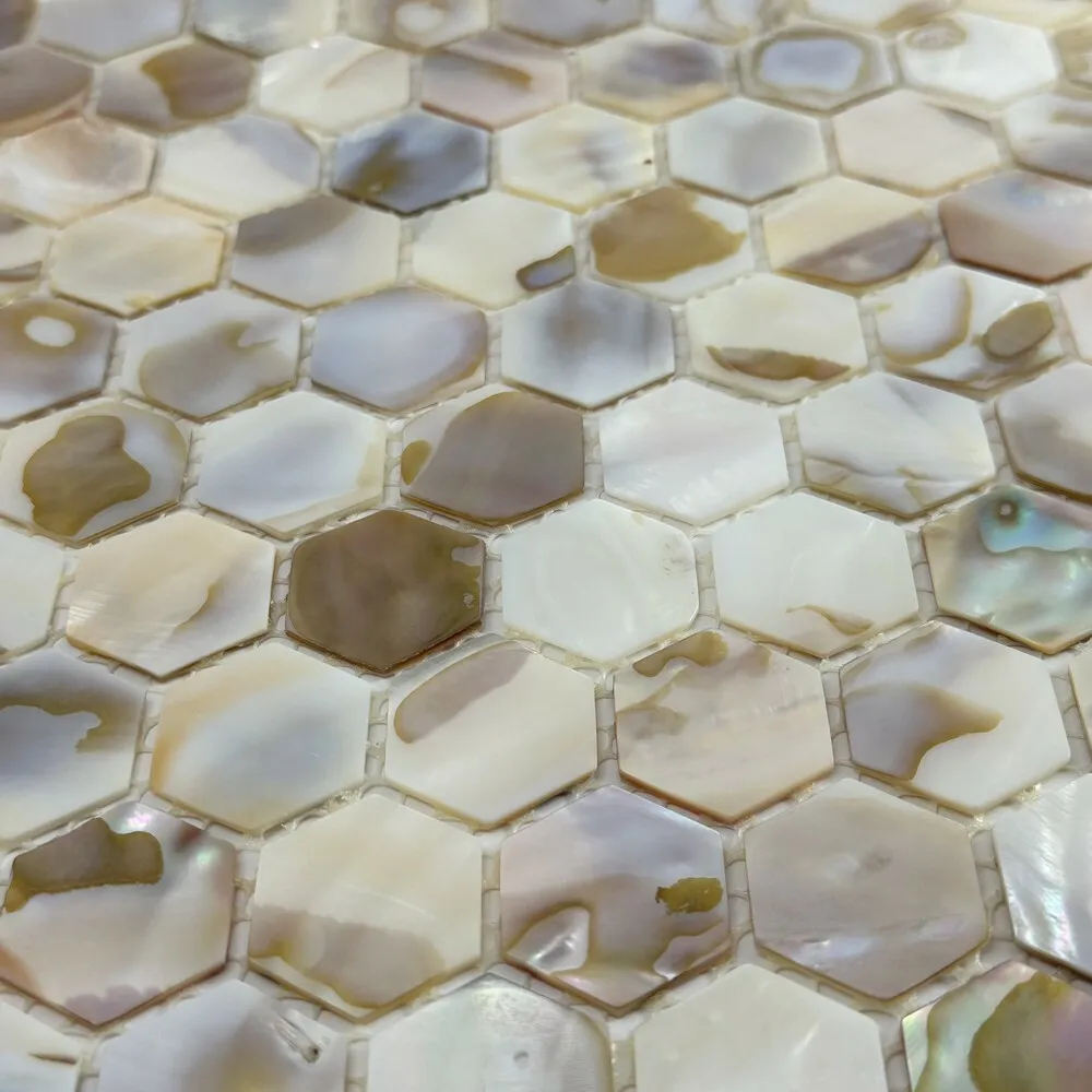 Керамическая Marble Mosaic Мозаика Hexagon Painted Shell 30,5х30,5 в интерьере