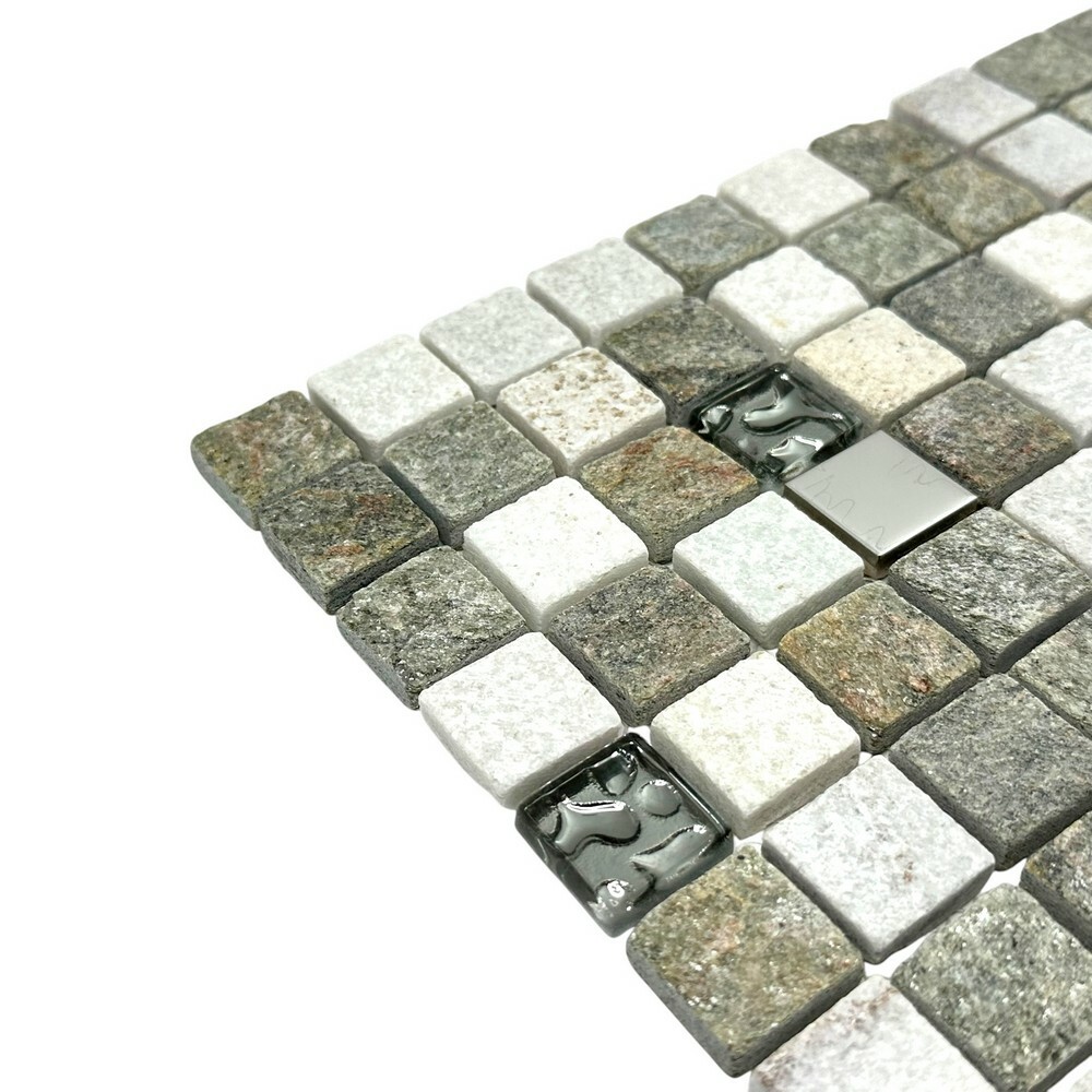 Керамическая Marble Mosaic Slate Мозаика Mix Qqartz Stone 30х30 в интерьере