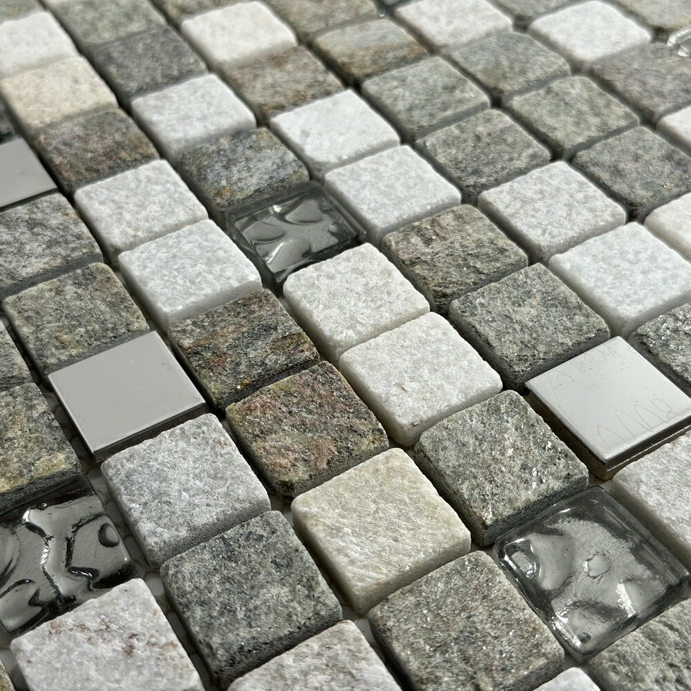 Керамическая Marble Mosaic Slate Мозаика Mix Qqartz Stone 30х30 в интерьере